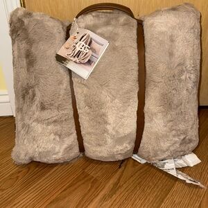 Luxurious UGG Tan Faux Fur Throw Blanket and Pillow